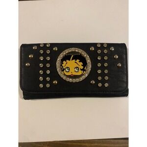 Betty‎ Boop Wallet Black Rhinestone Studded Cartoon Character